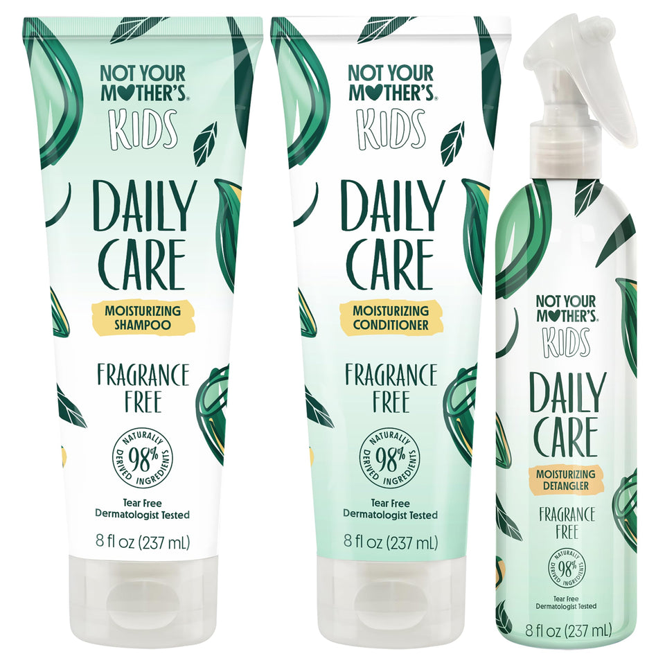 Not Your Mother's front packaging showing the three-piece fragrance-free kids set benefits