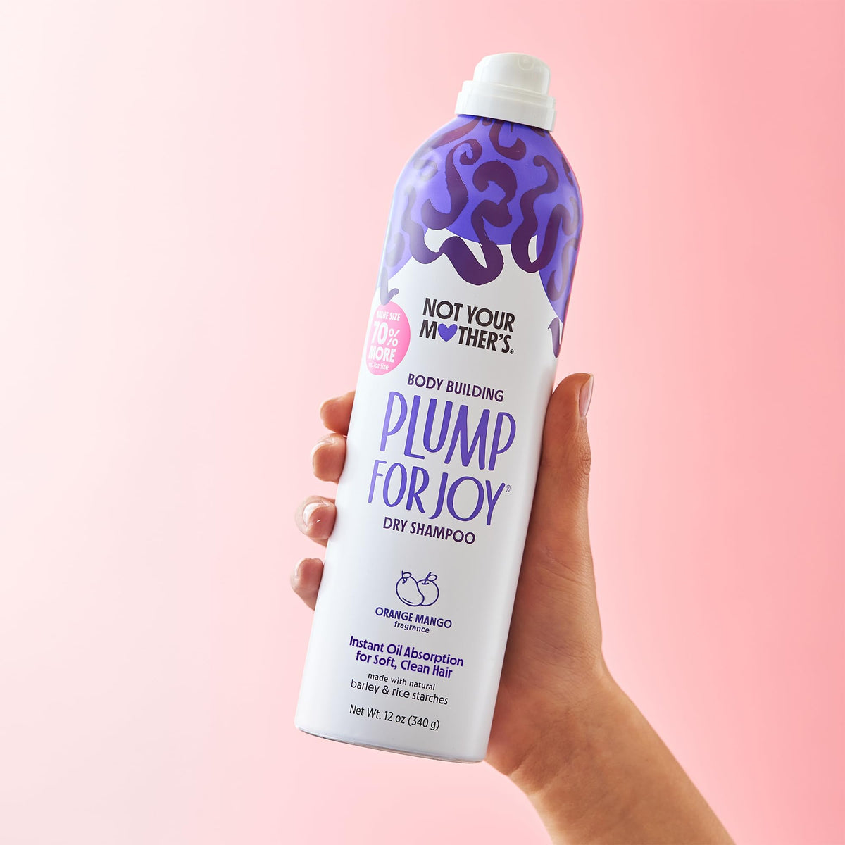 Not Your Mother's spray in use on roots demonstrating quick refresh and added body