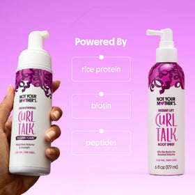 Not Your Mother's product in use while diffusing hair for added volume and natural bounce