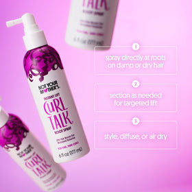 Not Your Mother's root spray applied at crown delivering instant lift and refreshed shape