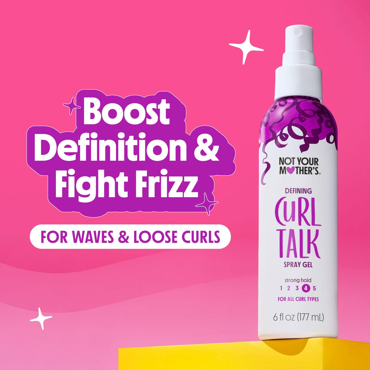Not Your Mother's spray gel bottle displayed upright illustrating lightweight hold