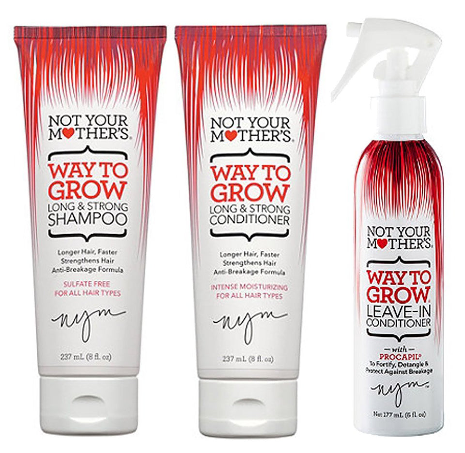 Not Your Mother's bundle front packaging showing shampoo, conditioner and leave-in for gentler styling