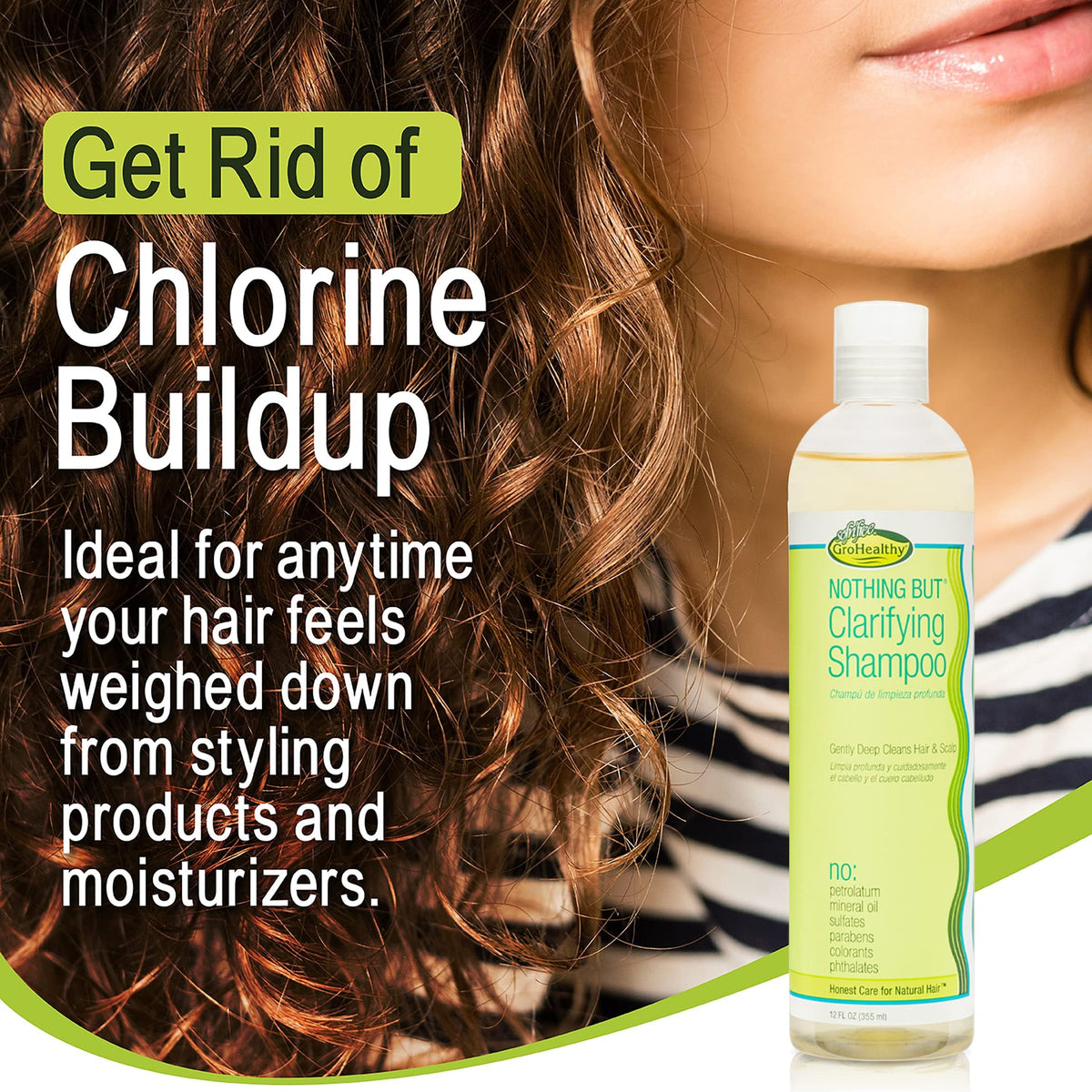 NOTHING BUT application on wet hair illustrating effective buildup removal benefit