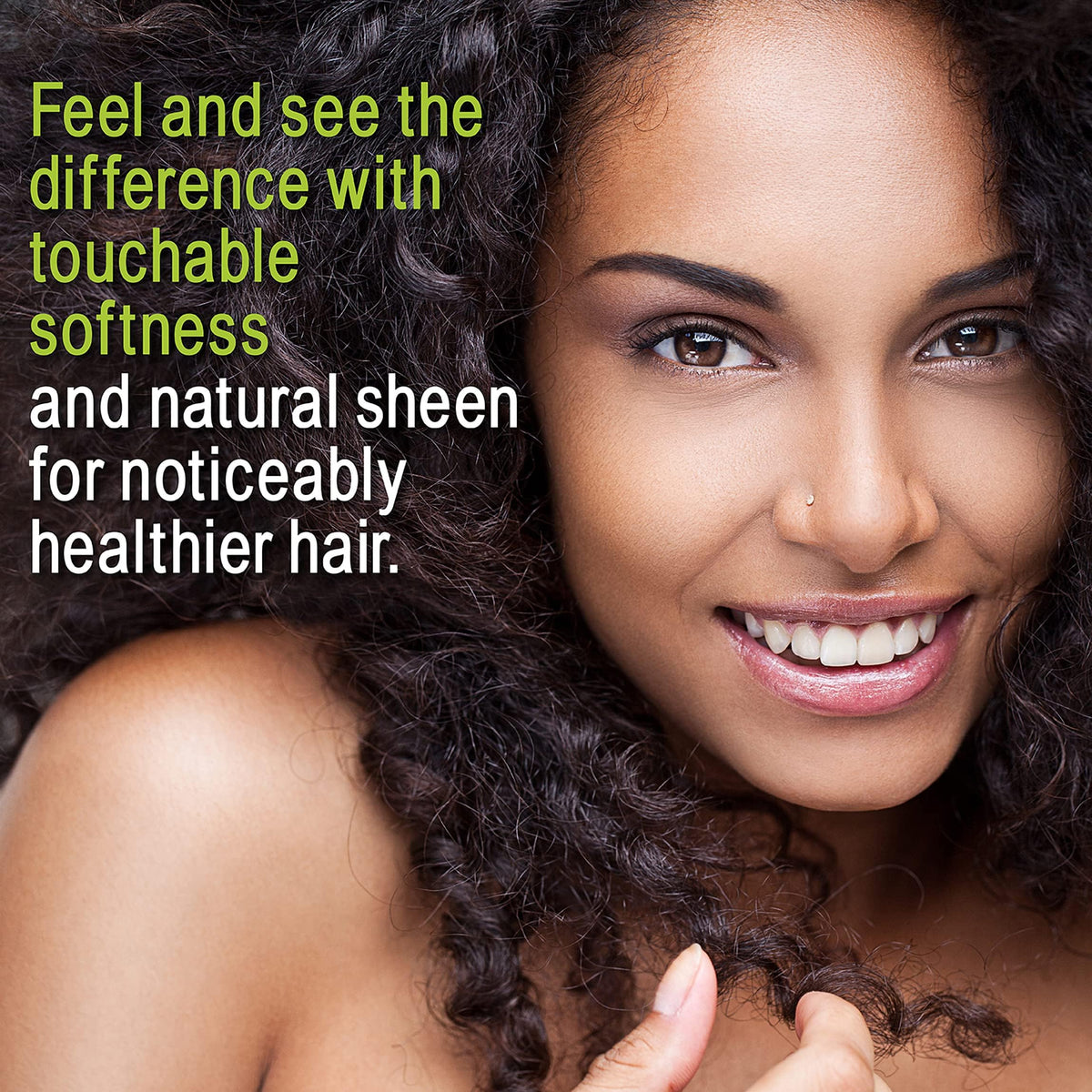 NOTHING BUT before and after hair results showing lighter, shinier hair benefit