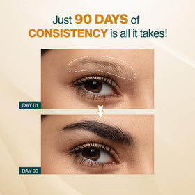Nourish Mantra before and after brows demonstrating fuller results