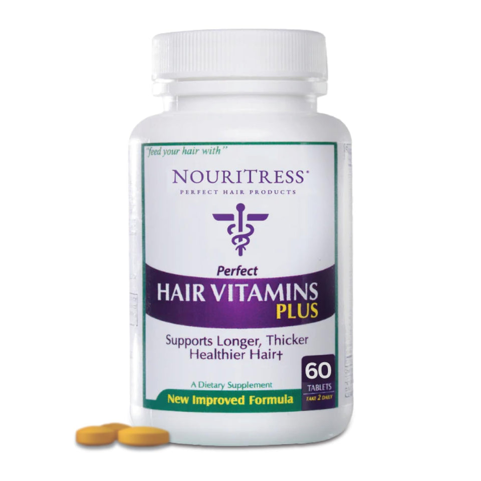 NouriTress bottle front packaging showing product and benefits