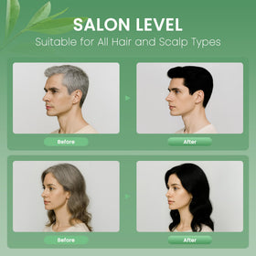 NOVA DYE pump and label detail highlighting herbal ingredients and benefits