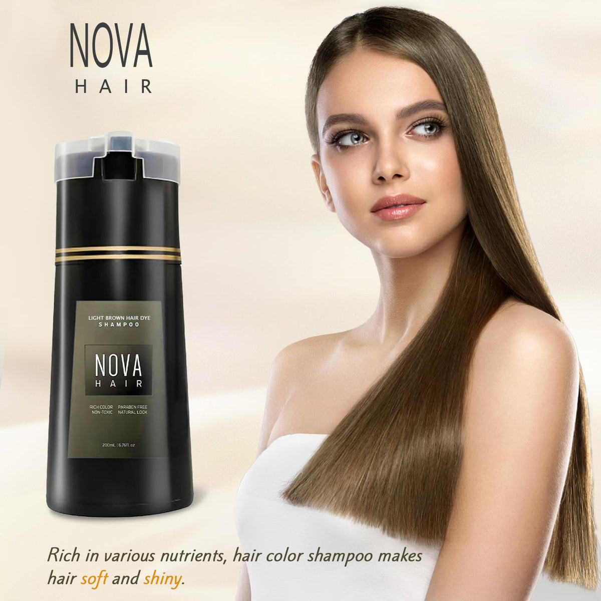 Nova Hair back label with ingredient list and benefit of botanical formulation