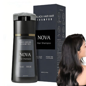 Nova hair shampoo front bottle showing product and benefit of easy color refresh