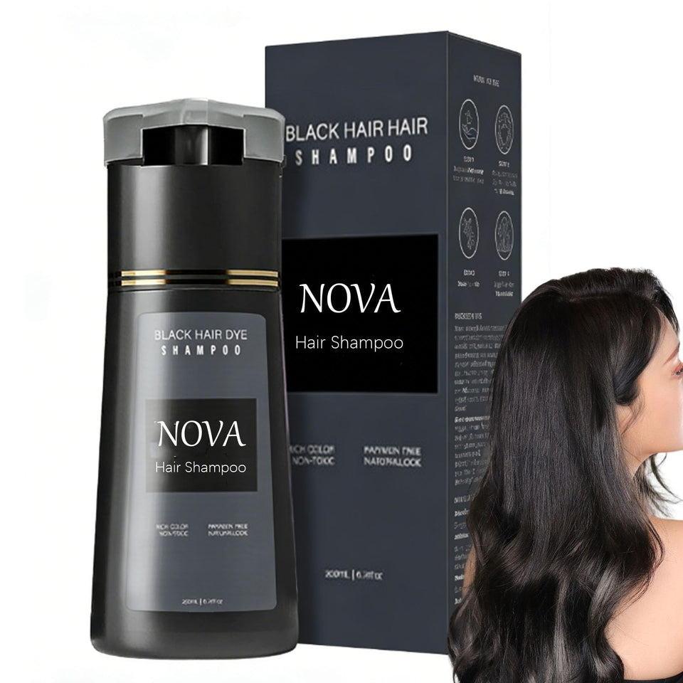 Nova hair shampoo front bottle showing product and benefit of easy color refresh