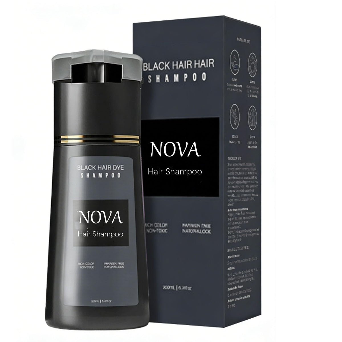Nova hair shampoo lifestyle bathroom shelf displaying brand and everyday use