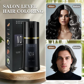 NOVA SHAMPOO back label highlighting botanical ingredients and safety benefit