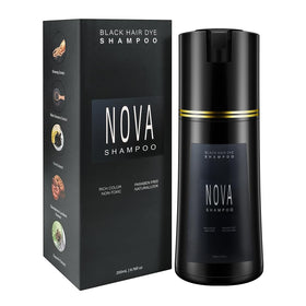 NOVA SHAMPOO front bottle showing packaging and quick gray coverage benefit