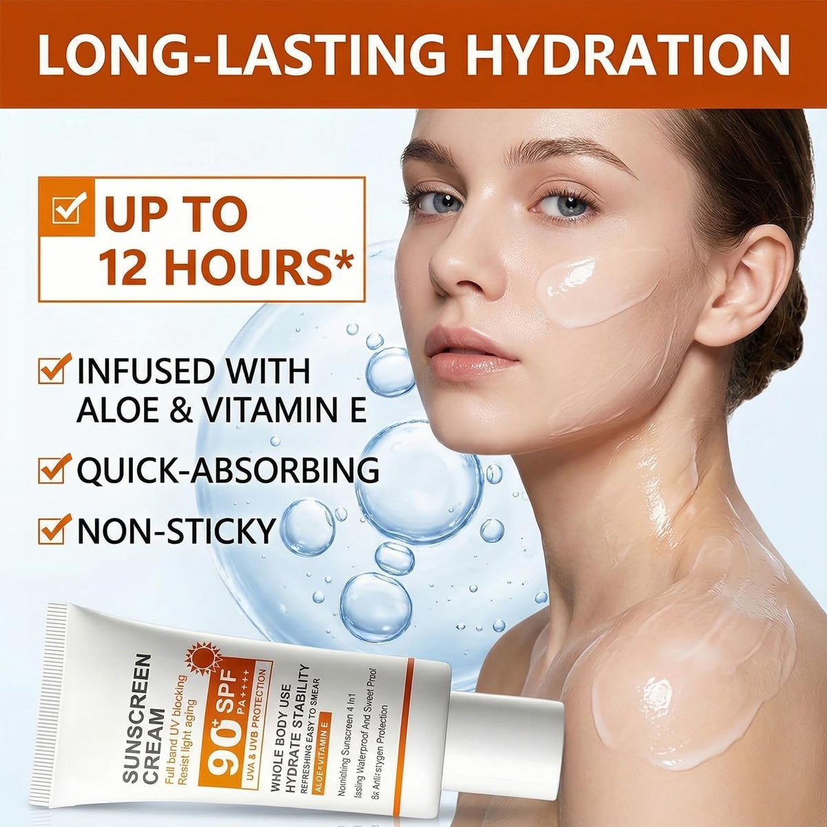 NovaCharm label close-up highlighting aloe vera and vitamin E ingredients