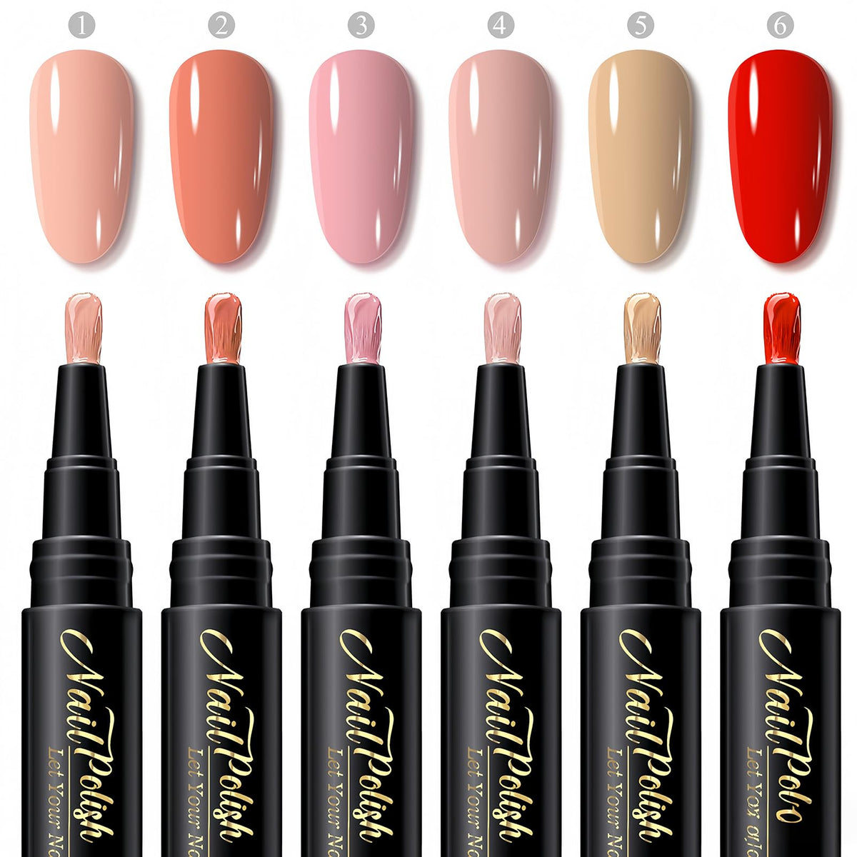 NovaCharm six-color flatlay highlighting everyday shades and mix-and-match use