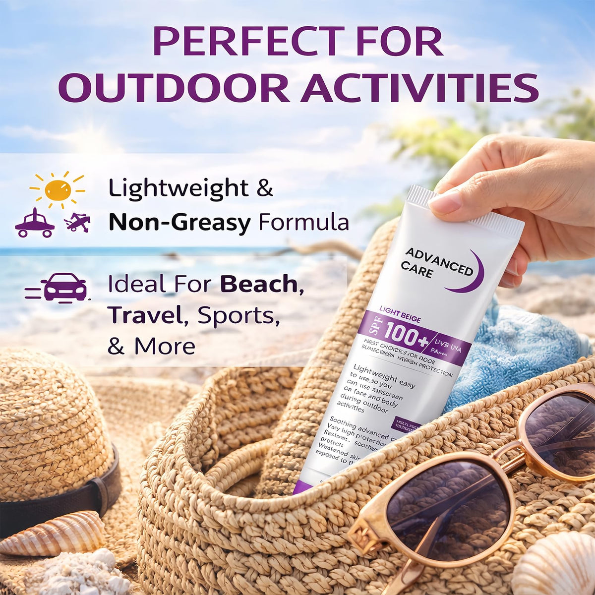 NovaCharm 80g tube in hand showing compact size for on‑the‑go reapplication