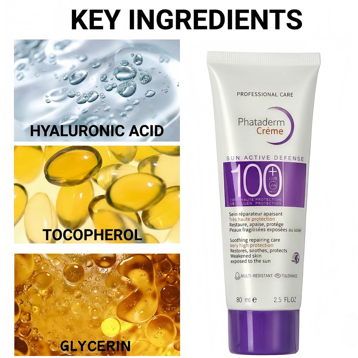 NovaCharm close-up of ingredient and SPF label displaying broad spectrum protection details