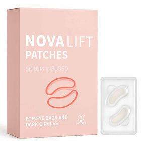NOVALIFT front box view showing under eye patches and branding, clear product benefit