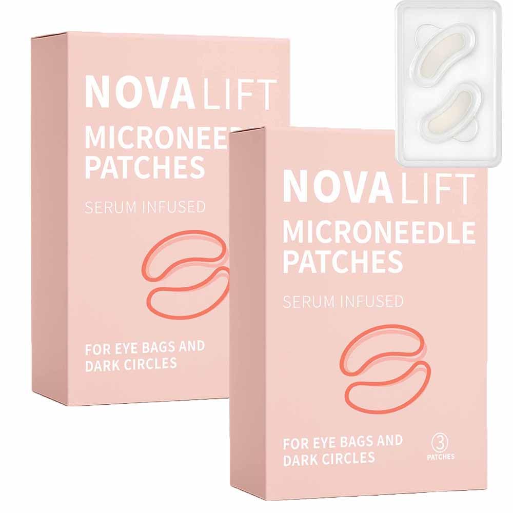 NOVALIFT front packaging showing MicroGlow patch boxes and benefits