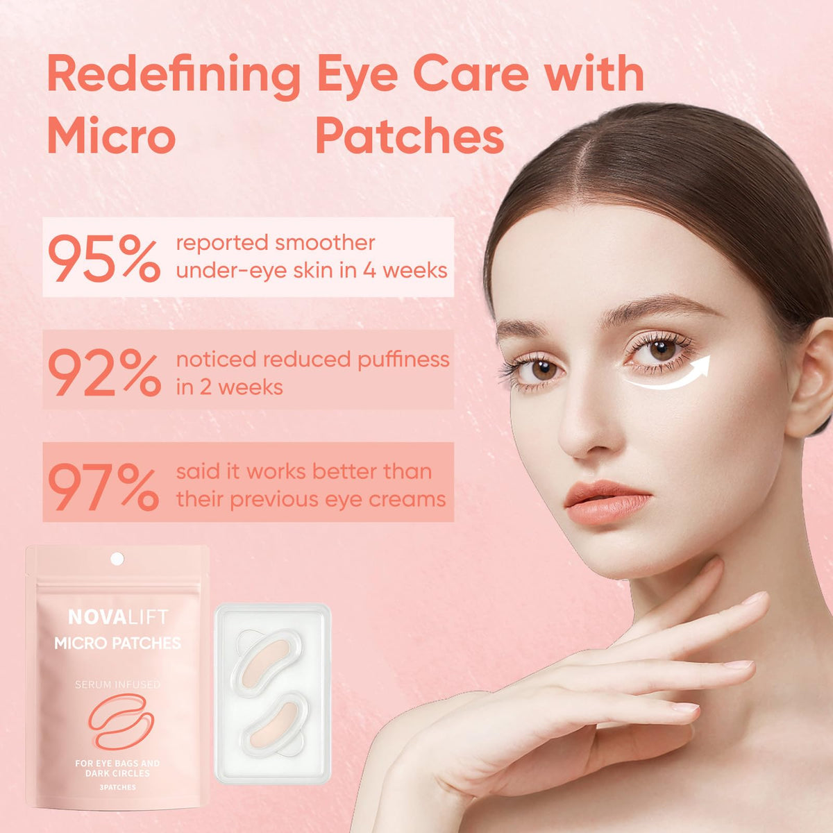 NOVALIFT pack opened showing six patches and individual sachets