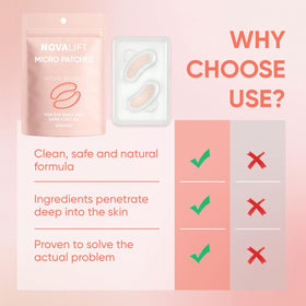 NOVALIFT serum detail on patch illustrating concentrated hydration