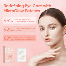 NOVALIFT serum droplet on patch illustrating concentrated active delivery