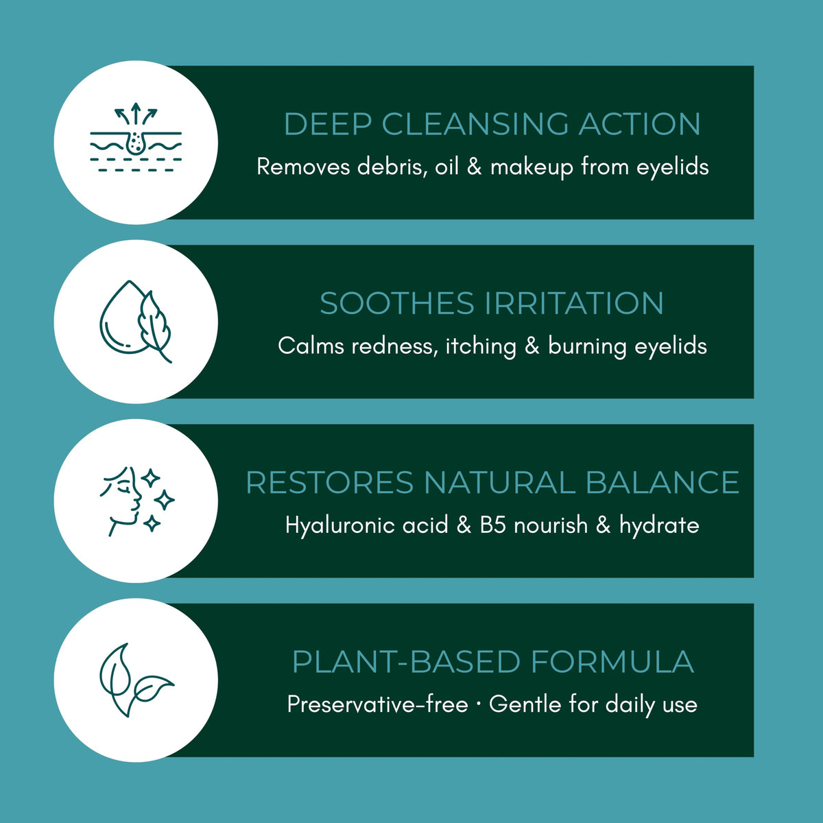 NOVEHA application on closed eyes showing gentle massage along lash line benefit