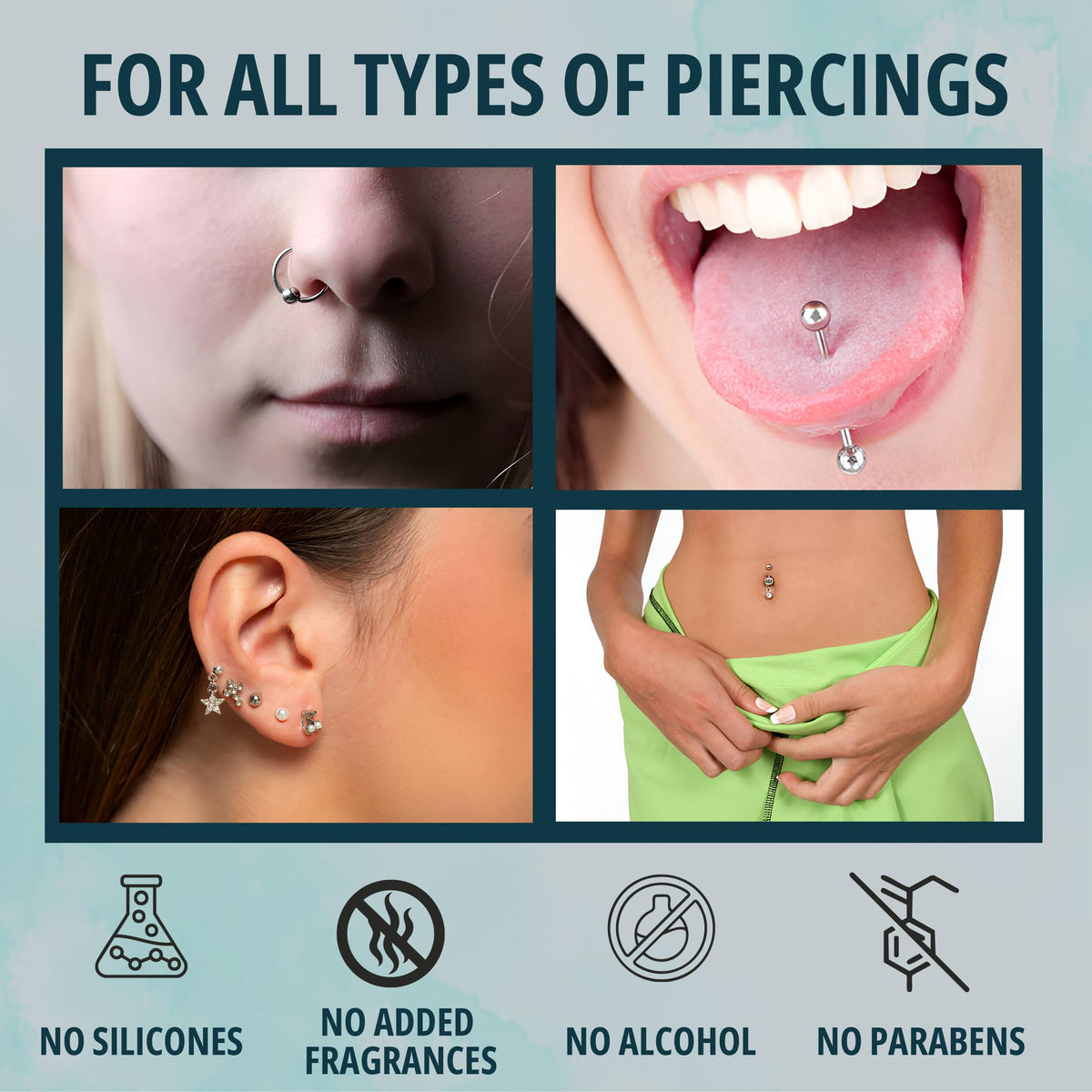 NOVEHA applied to ear piercing demonstrating soothing relief