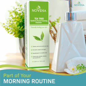 NOVEHA in bathroom routine illustrating convenient daily use