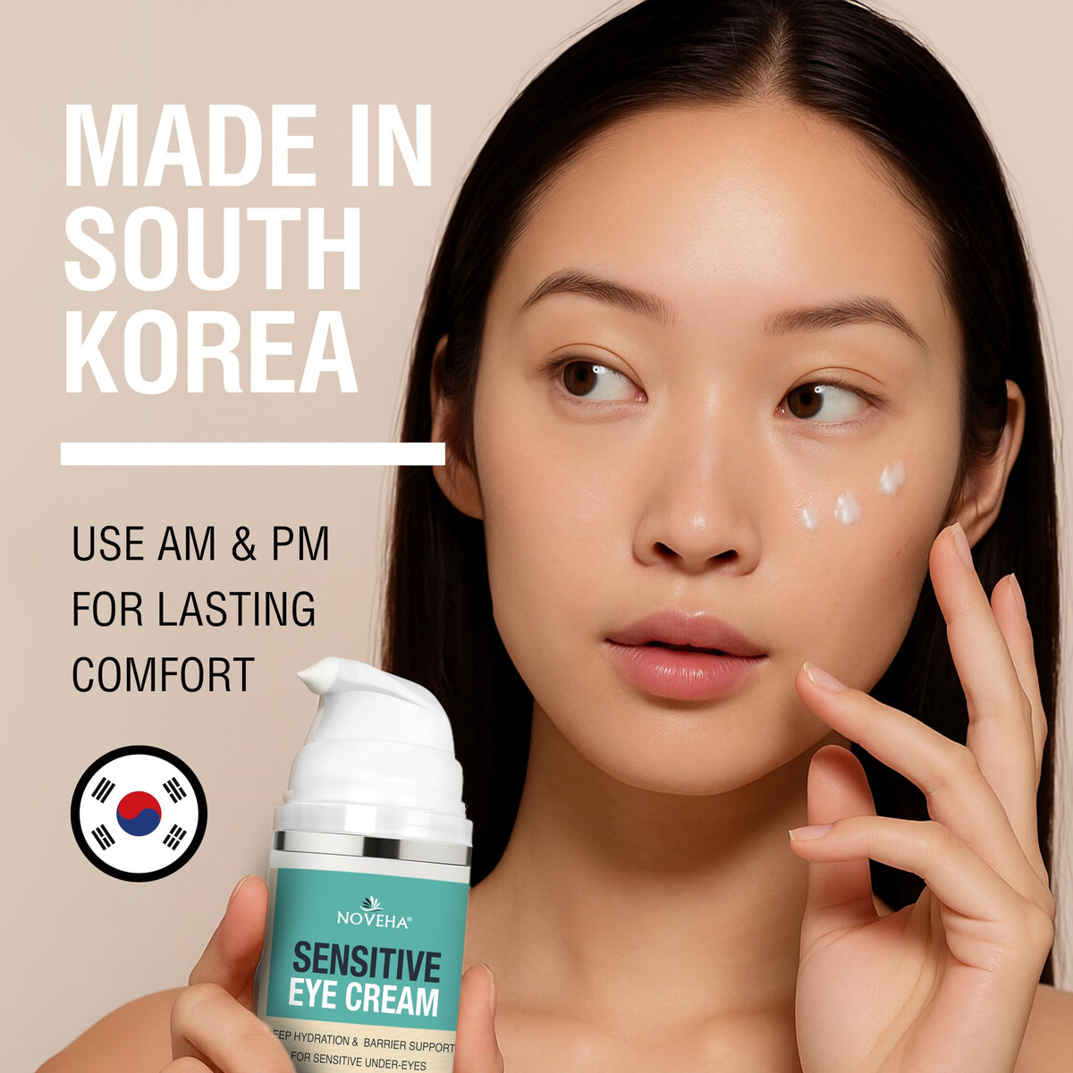 NOVEHA ceramide graphic close-up, emphasizes barrier support benefits