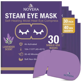 NOVEHA front packaging showing 30 lavender steam eye masks for quick relief