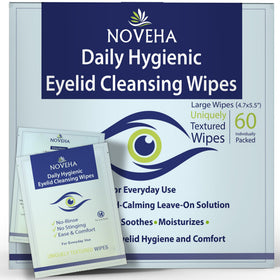 NOVEHA front packaging showing 60 sealed wipes and product benefits