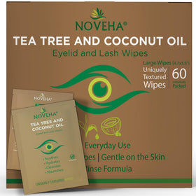 NOVEHA front packaging showing 60 individually wrapped eyelid wipes for hygiene