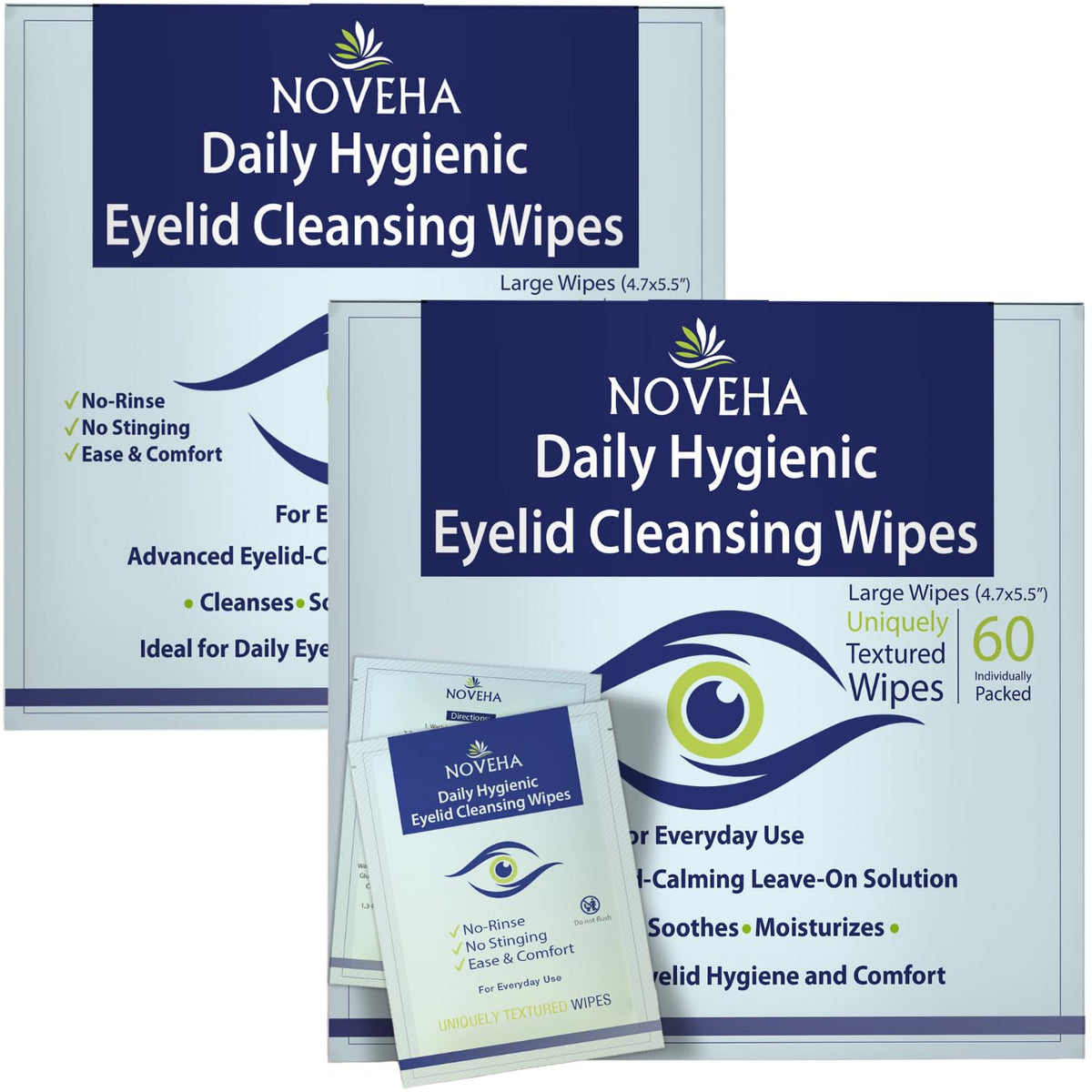 NOVEHA front packaging showing two-pack and count for convenient storage
