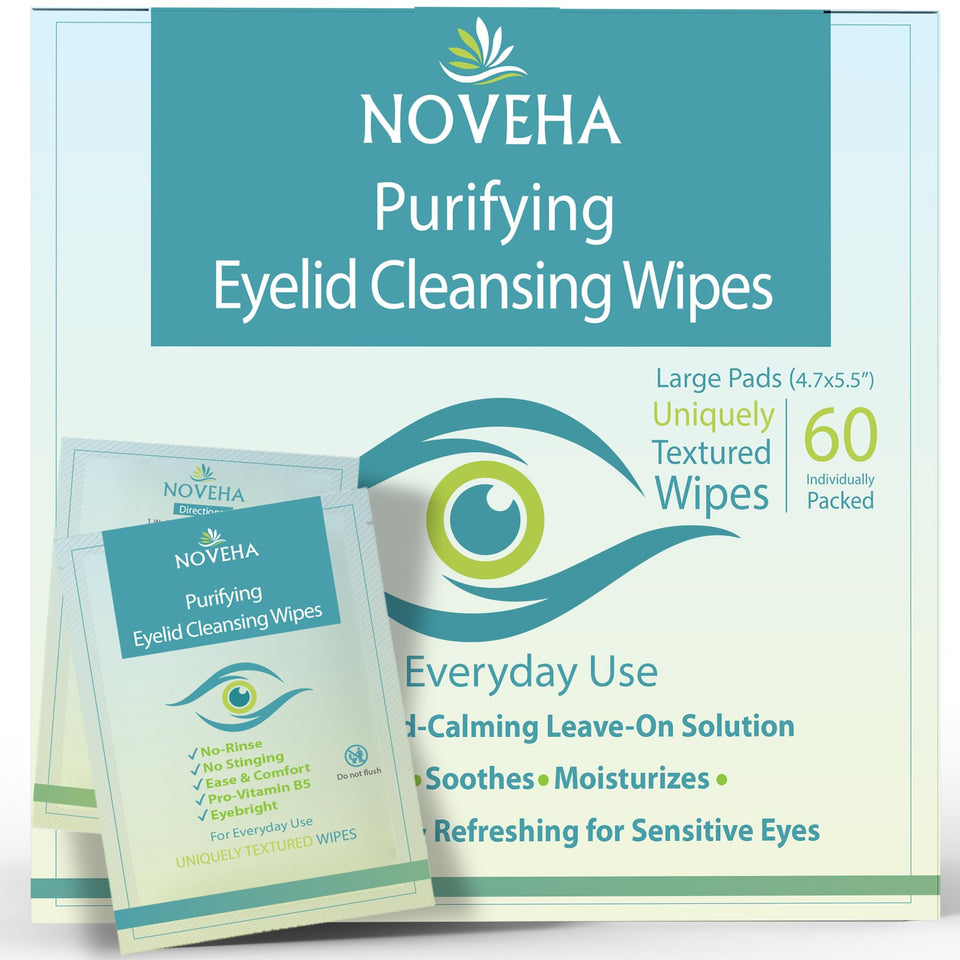 NOVEHA front packaging showing pack of 60 wipes and branding for clarity