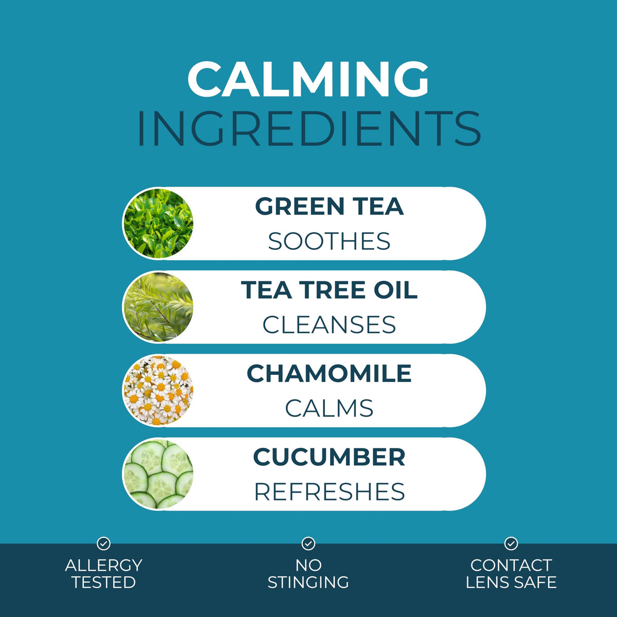 NOVEHA tea tree and green tea ingredient arrangement showing natural soothing