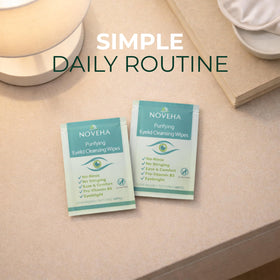 NOVEHA pack in travel bag emphasizing on-the-go eyelid care