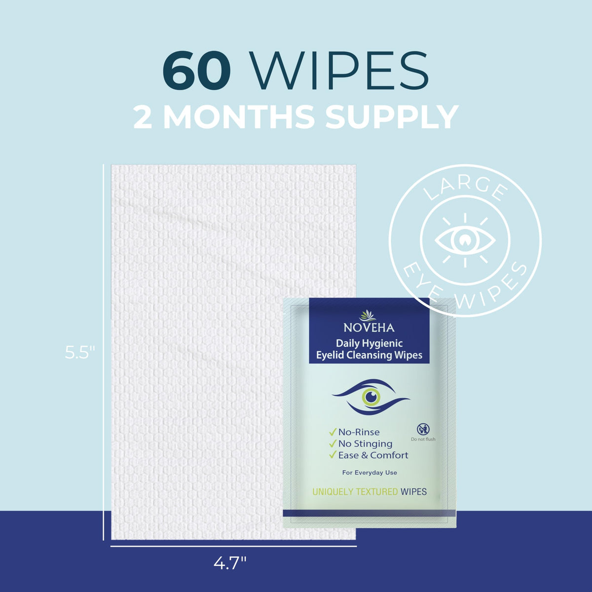 NOVEHA wipe next to hand for scale to show portable convenience