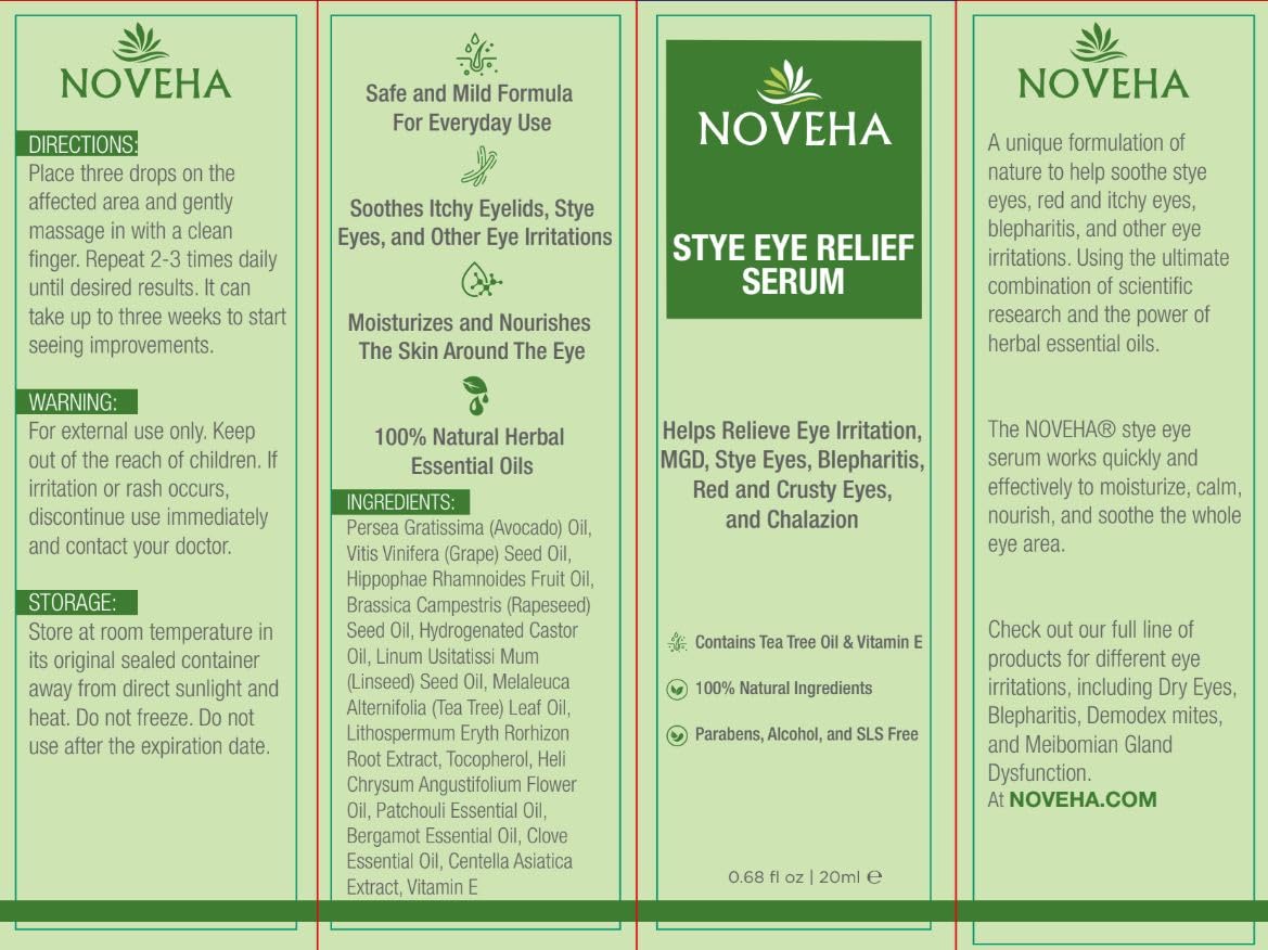 NOVEHA bottle on bathroom vanity suggesting easy daily eyelid care routine