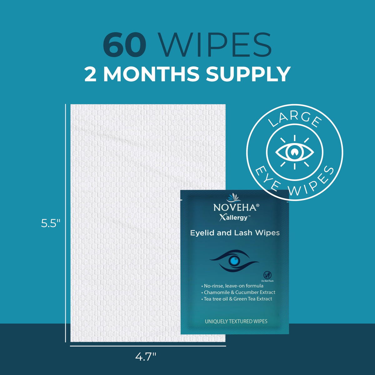 NOVEHA wipe held in hand illustrating portable convenience and easy application