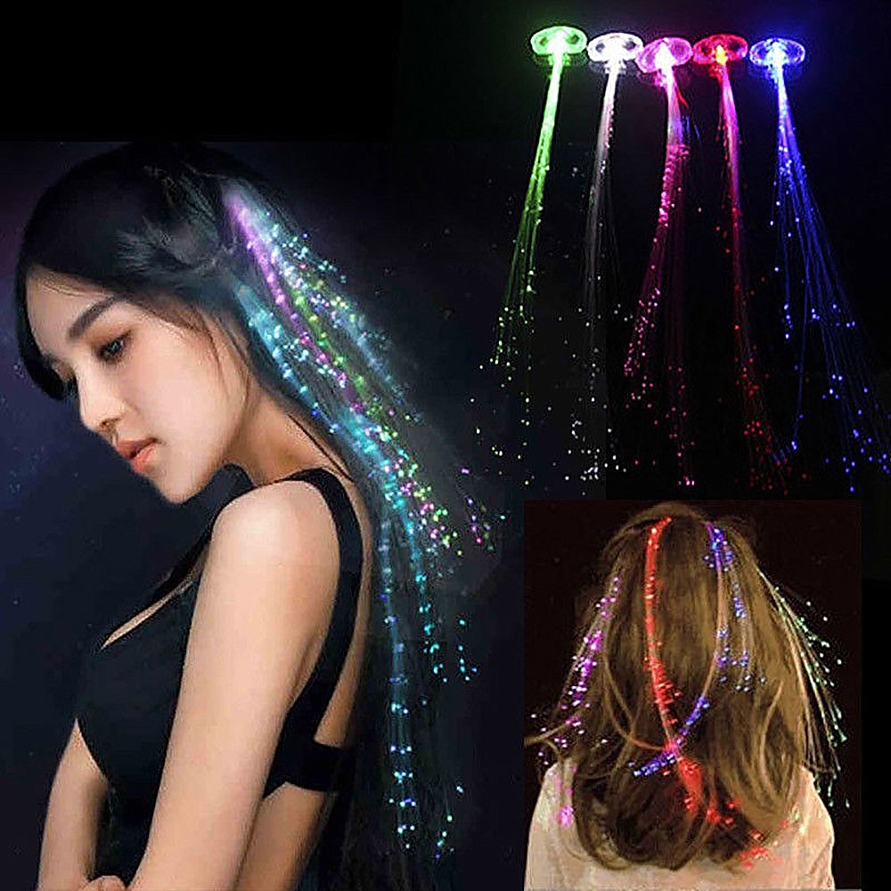 Novelty Place group wearing extensions at night showing coordinated glow benefit