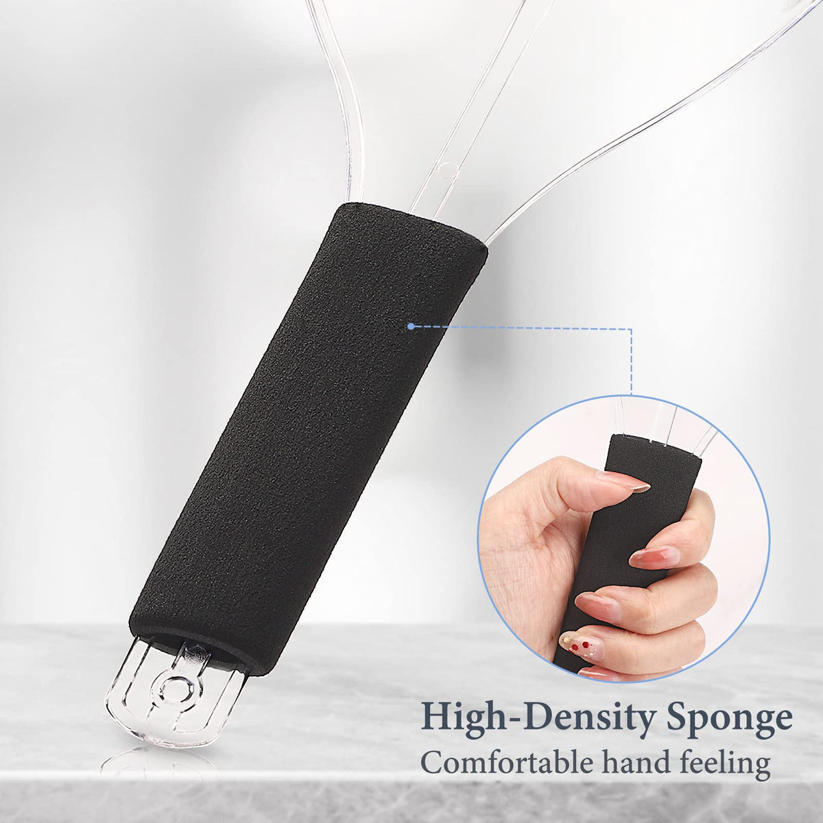 Noverlife size scale next to hand illustrating compact lightweight dimensions