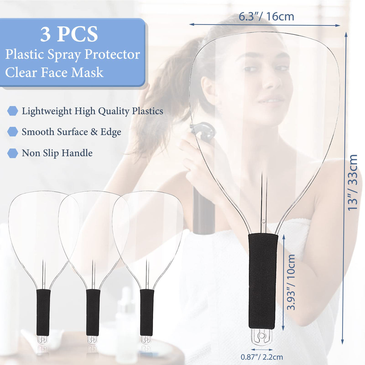 Noverlife three-pack stacked showing multiple reusable shields for salons