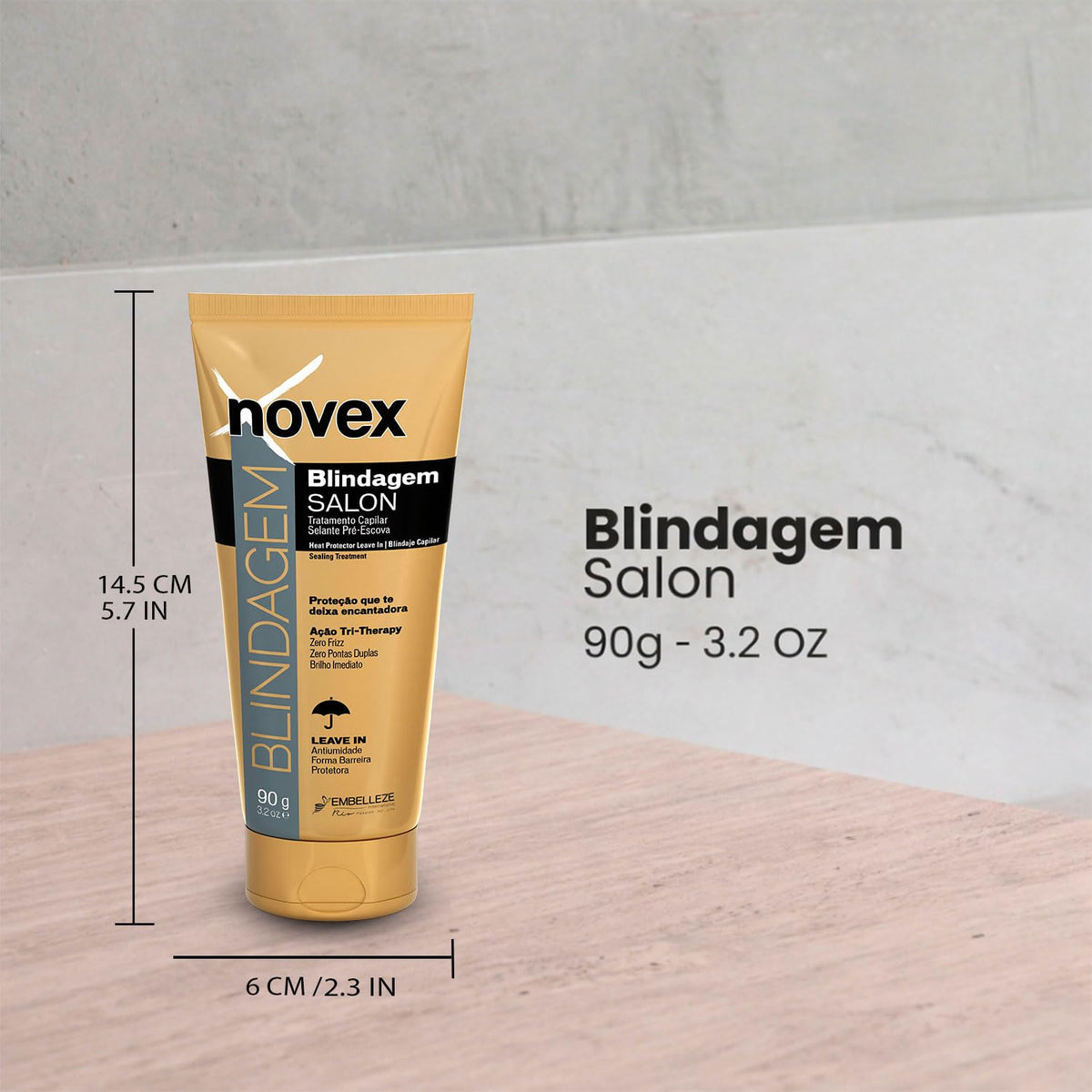 NOVEX bottle in hand size comparison, compact travel-friendly thermal protector