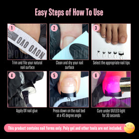 NOVO OVO application demo with nail glue demonstrating quick salon results