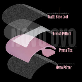 NOVO OVO hand holding a press-on toe nail during application, demonstrates fast adhesion