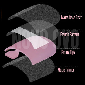 NOVO OVO tip being applied with glue demonstrating fast adhesion and salon-look finish