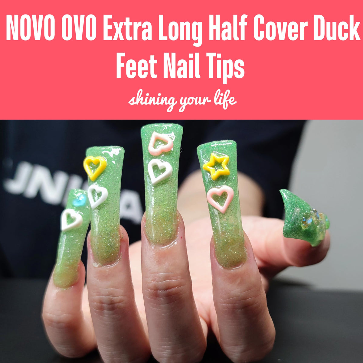 NOVO OVO applied tips in French style on nails, salon-ready look