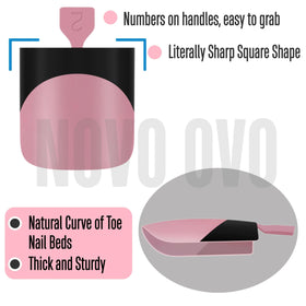 NOVO OVO close-up of berry pink sharp square nail texture, matte surface ready for art