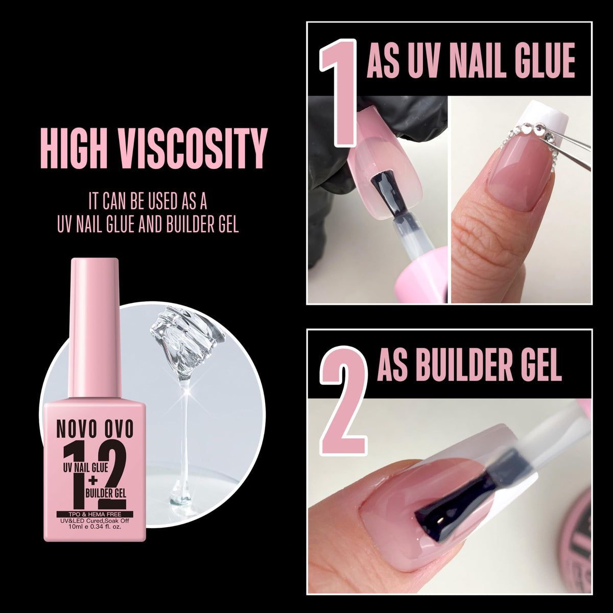 NOVO OVO close-up brush applicator demonstrating precise gel control for neat application